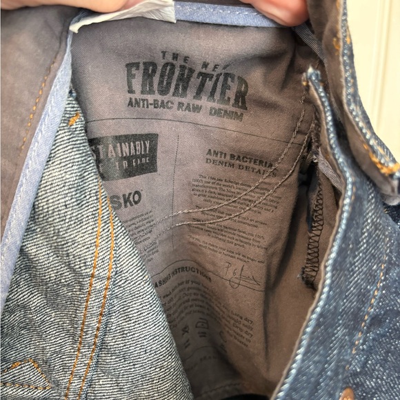 &Sons THE NEW FRONTIER 14OZ SELVEDGE ANTI-BAC RAW DENIM JEANS size 34 - Picture 11 of 16